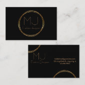 エレガント黒と金ゴールドの名刺 名刺 (正面/裏面)