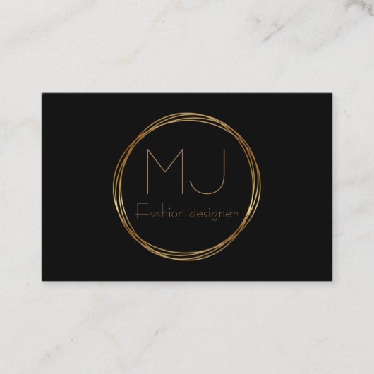 エレガント黒と金ゴールドの名刺 名刺 (正面)