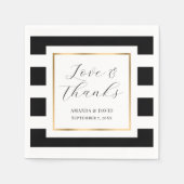 エレガント黒と金ゴールドストライプの結婚の スタンダードカクテルナプキン (正面)