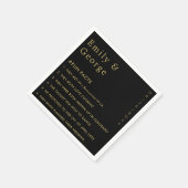 エレガント黒と金ゴールドモダンのおもしろいの結婚事実 スタンダードカクテルナプキン (角)