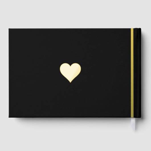 エレガント黒と金ゴールドモノグラムの結婚の ゲストブック (裏面)