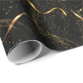 エレガント黒と金ゴールド ラッピングペーパー (ロールコーナー)