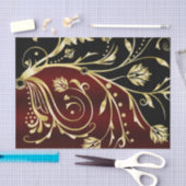 エレガント黒と金ゴールド、ヴィンテージダマスク 薄葉紙 (クラフト)