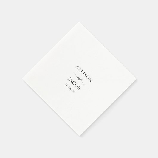 エレガント黒のスクリプ結婚ト スタンダードカクテルナプキン (角)