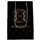 エレガント黒の金ゴールド枠 ミディアムペーパーバッグ (裏面)