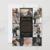 エレガント黒ゴールデン結婚ズ8枚 サンキューカード (正面)