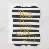 エレガント黒ストライプフェイク金ゴールド結婚要素 招待状 (裏面)