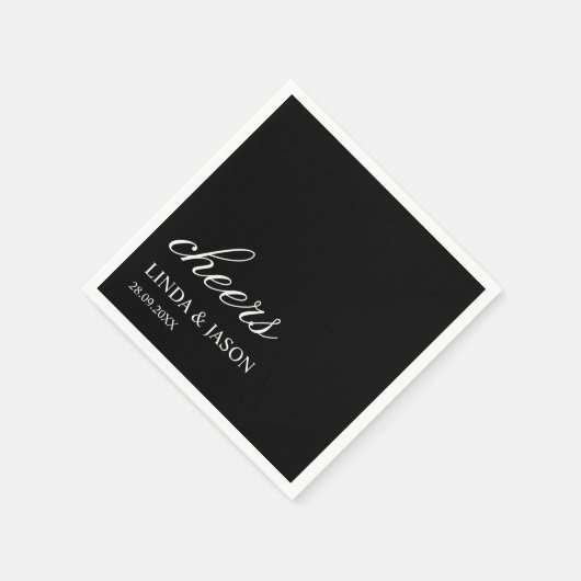 エレガント黒タイポグラフィパーソナライズされた結婚の スタンダードカクテルナプキン (角)