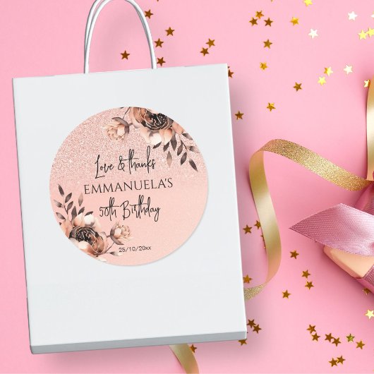 エレガント黒バラ金ゴールド感謝してい生誕生日 ラウンドシール