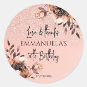 エレガント黒バラ金ゴールド感謝してい生誕生日 ラウンドシール (正面)