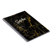 エレガント黒フェイク金ゴールドグリッター大理石 ノートブック (右側)