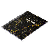 エレガント黒フェイク金ゴールドグリッター大理石 ノートブック (左側)