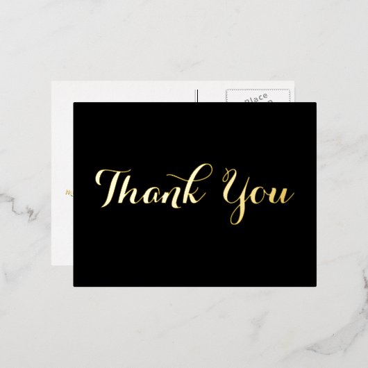 エレガント黒フェイク金ゴールドス結婚クリプト 箔招待状ポストカード (正面/裏面)