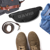 エレガント黒フェイク革パーソナライズされた名 ファニーパック