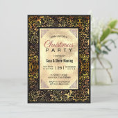 エレガント黒フローラフェイク金ゴールド 招待状 (スタンド正面)