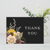 エレガント黒フローラ結婚ズ サンキューカード (スタンド正面)