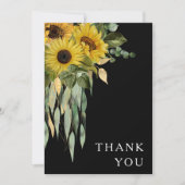 エレガント黒フローラ結婚ズ サンキューカード (正面)