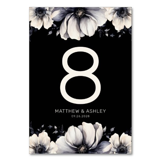 エレガント黒フローラ結婚ズ テーブルナンバー (裏面)