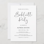 エレガント黒モダンと白のバチェロレッテ 招待状 (正面)