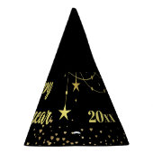 エレガント黒モダンと金ゴールド新年おめでとう パーティーハット (右)