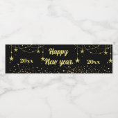 エレガント黒モダンと金ゴールド新年おめでとう ペットボトルラベル (シングルラベル)