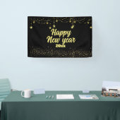 エレガント黒モダンと金ゴールド新年おめでとう 横断幕 (トレードショー)