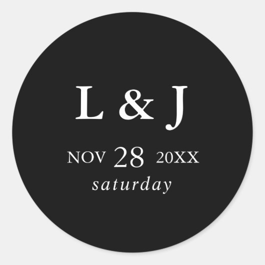 エレガント黒モダン書道結婚の ラウンドシール (正面)