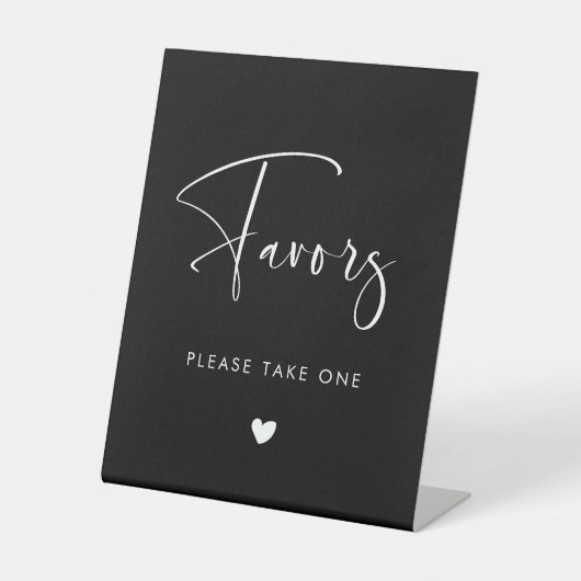 エレガント黒モダン結婚式の引き出物 台座サイン (正面)