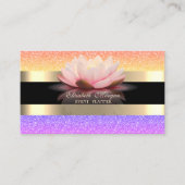 エレガント黒モダン金ゴールドストライプカラフルグリッター 名刺 (正面)