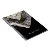 エレガント黒ユニーク灰色の幾何学 ノートブック (右側)