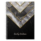 エレガント黒ユニーク灰色の幾何学 ノートブック (正面)