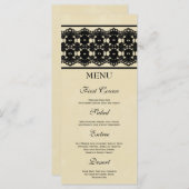 エレガント黒レースのカスタムウェディングフードメニュー メニュー (正面/裏面)