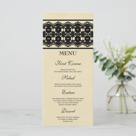 エレガント黒レースのカスタムウェディングフードメニュー メニュー (スタンド正面)