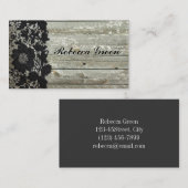 エレガント黒レース納屋の木材カントリーウェディング 名刺 (正面/裏面)