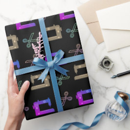 エレガント黒仕立て裁縫はさみ ラッピングペーパー