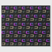 エレガント黒仕立て裁縫はさみ ラッピングペーパー (フラット)