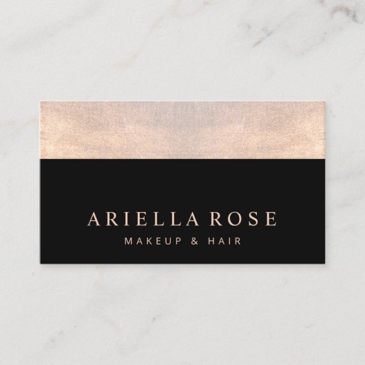 エレガント黒及びバラ金ゴールドフェイクきらめくグリッター 名刺 (正面)