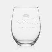 エレガント黒台大学院名・年号 ステムなしワイングラス (裏面)