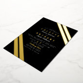 エレガント黒実在モダン結婚金ゴールドストライプズ 箔招待状 (回転した状態)