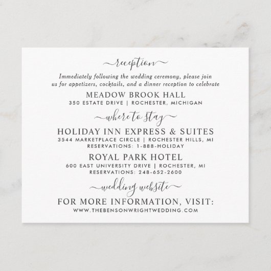 エレガント黒書結婚の情報 エンクロージャーカード (正面)