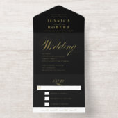 エレガント黒書跡結婚の箔 オールインワン招待状 (内側)