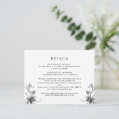 エレガント黒植物学葉結婚詳細 エンクロージャーカード (スタンド正面)