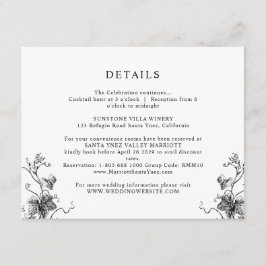 エレガント黒植物学葉結婚詳細 エンクロージャーカード