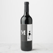 エレガント黒猫イニシャルクラシック ワインラベル (正面)