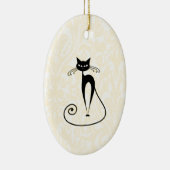 エレガント黒猫ダマスクヴィンテージ セラミックオーナメント (右)