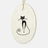 エレガント黒猫ダマスクヴィンテージ セラミックオーナメント (左)