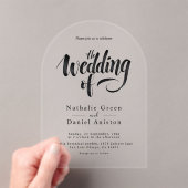 エレガント黒白の書道の書結婚文字 アクリル招待状 (インサイチュ (ポータブル))