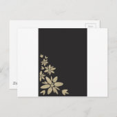 エレガント黒空白の招待状と金ゴールド インビテーションポストカード (正面/裏面)