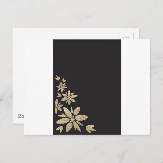 エレガント黒空白の招待状と金ゴールド インビテーションポストカード (正面/裏面)