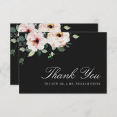 エレガント黒結婚の サンキューカード (正面/裏面)